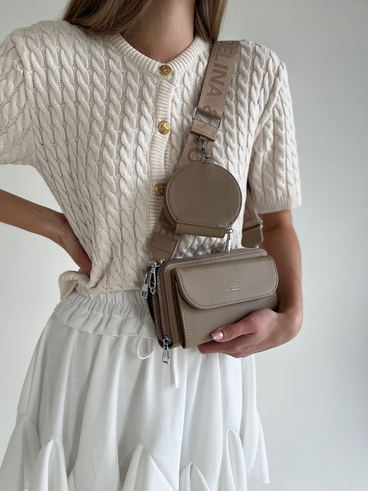 Hnedá crossbody/peňaženka F-Y-90-4-mud