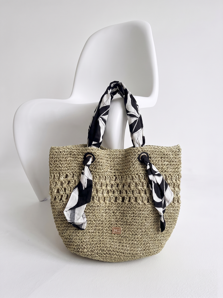 Letná slamená kabelka NÓBO – veľká shopper taška khaki