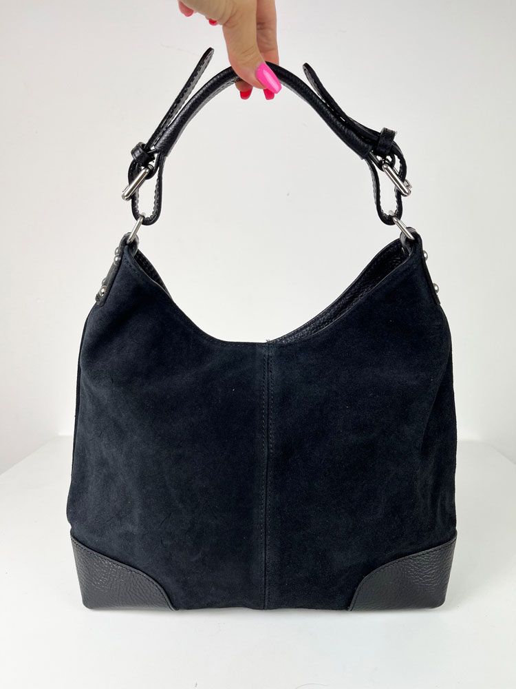 Čierna kožená kabelka na rameno Laura Biaggi DX-TS-66-11-black