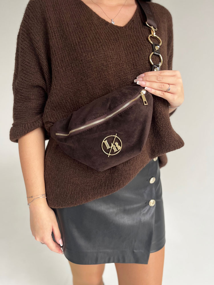 Hnedá semišová ľadvinka a crossbody Laura Biaggi