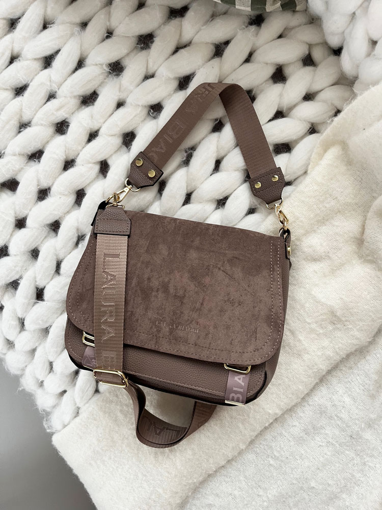 Hnedosivá crossbody kabelka Laura Biaggi