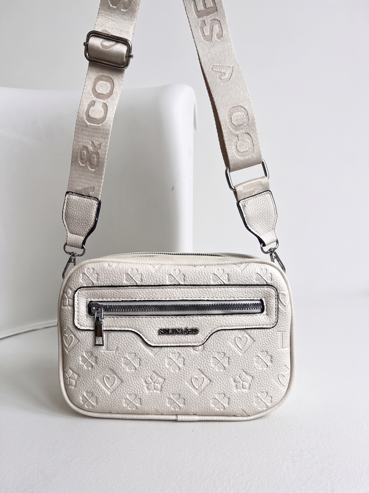 Praktická béžová crossbody kabelka s priehradkami
