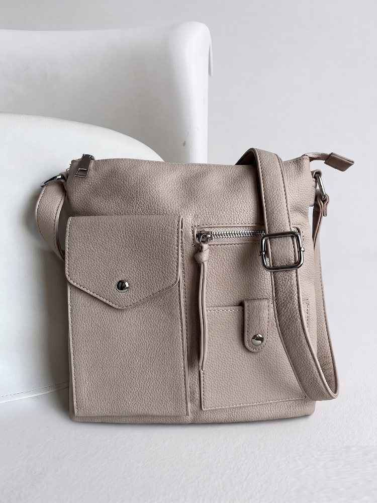 Praktická hnedá crossbody kabelka s priehradkami a vreckami