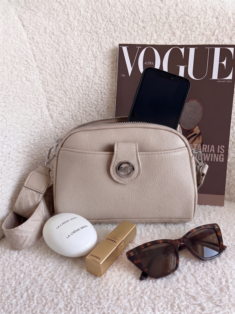 Mini crossbody kabelka s dvojitým vnútrom hnedá