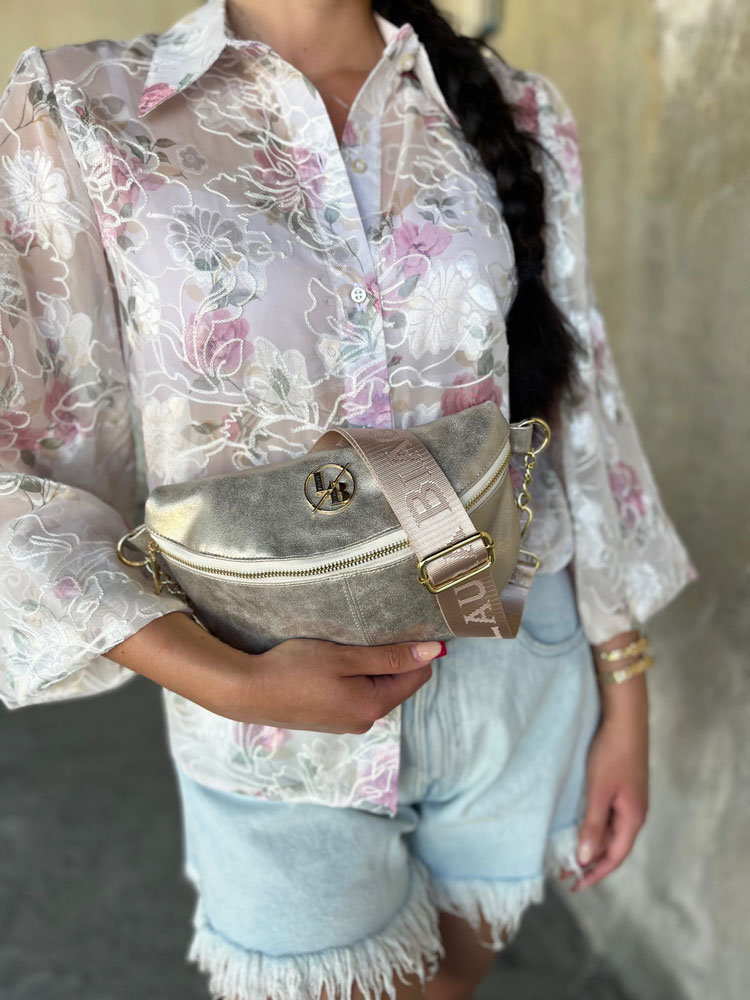 Zlatá dámska ľadvinka Laura Biaggi - elegantná crossbody
