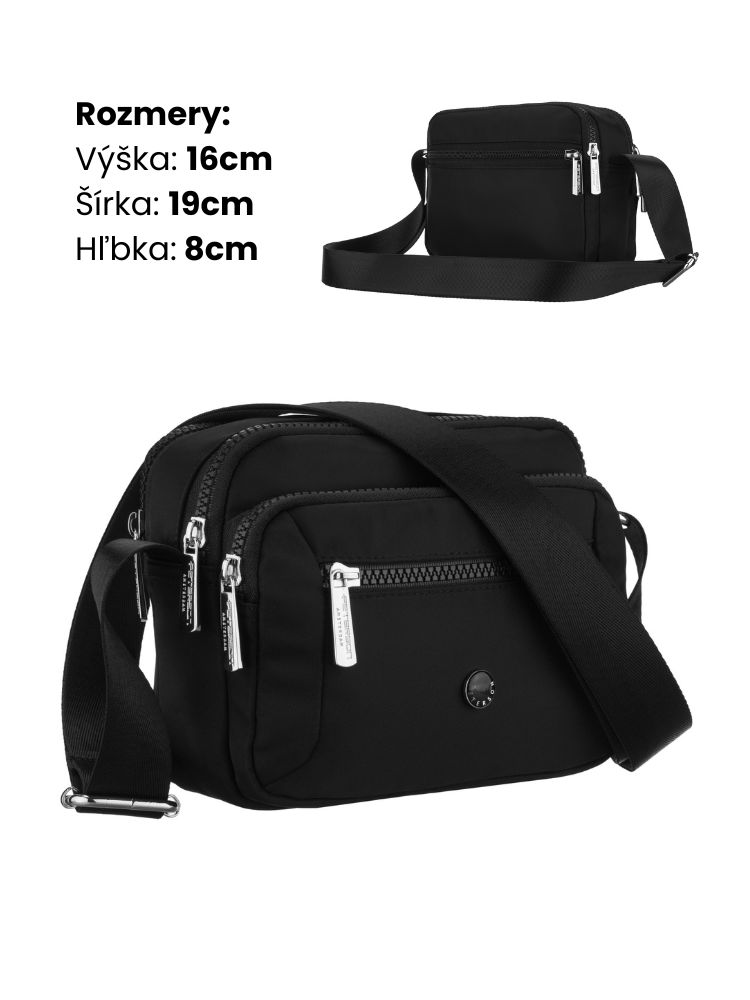 Nylonová crossbody – s 3 priehradkami, praktická na cestovanie