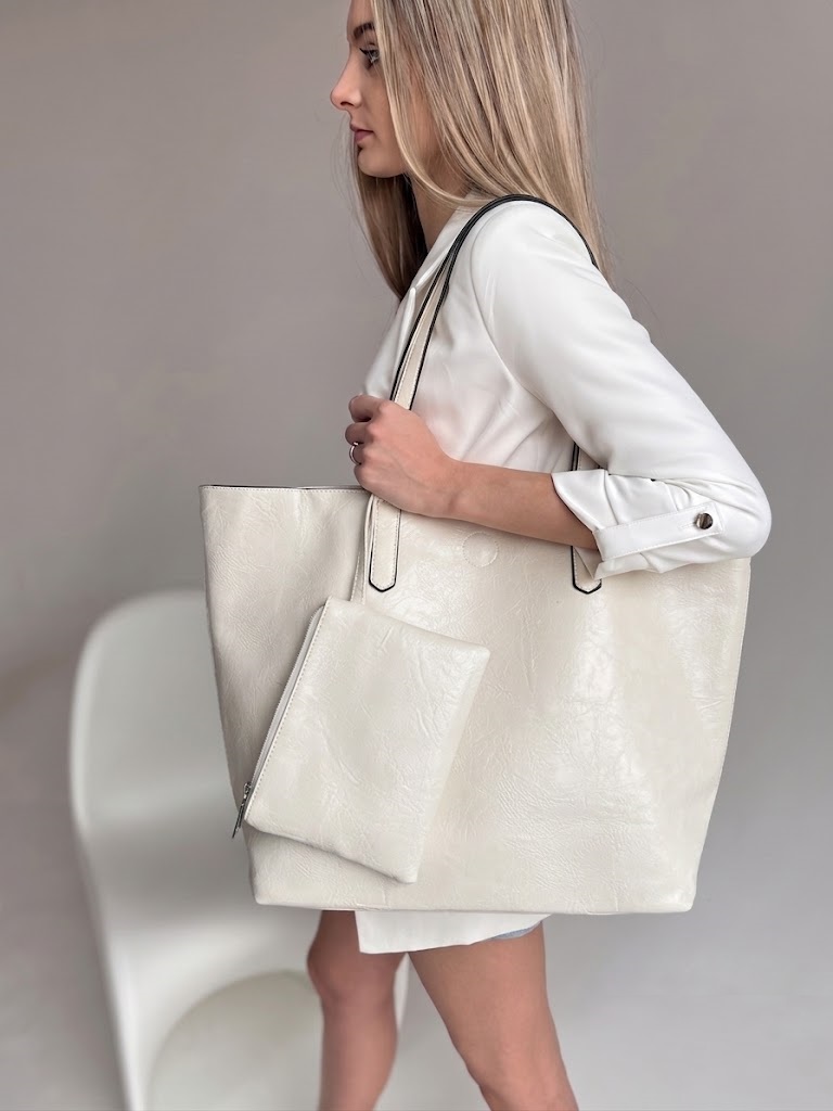 Béžová shopper kabelka na rameno 2v1