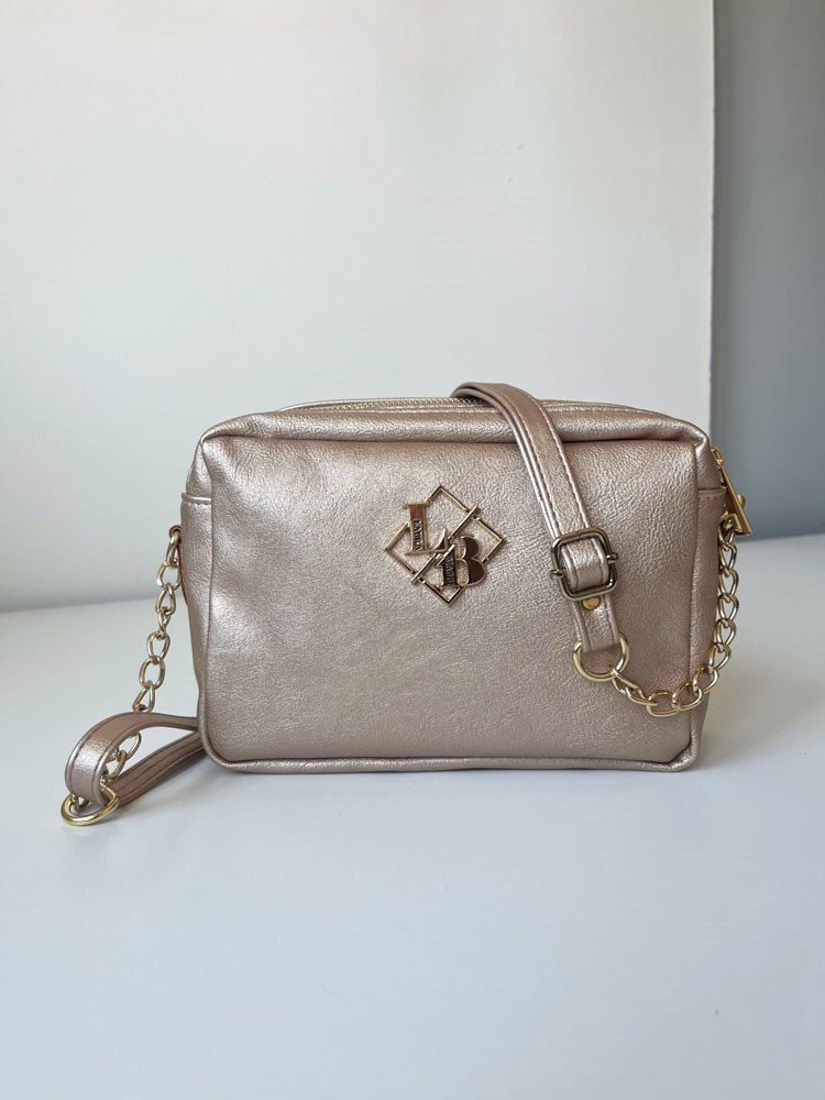 Zlatoružová crossbody Laura Biaggi s dvoma priehradkami na zips