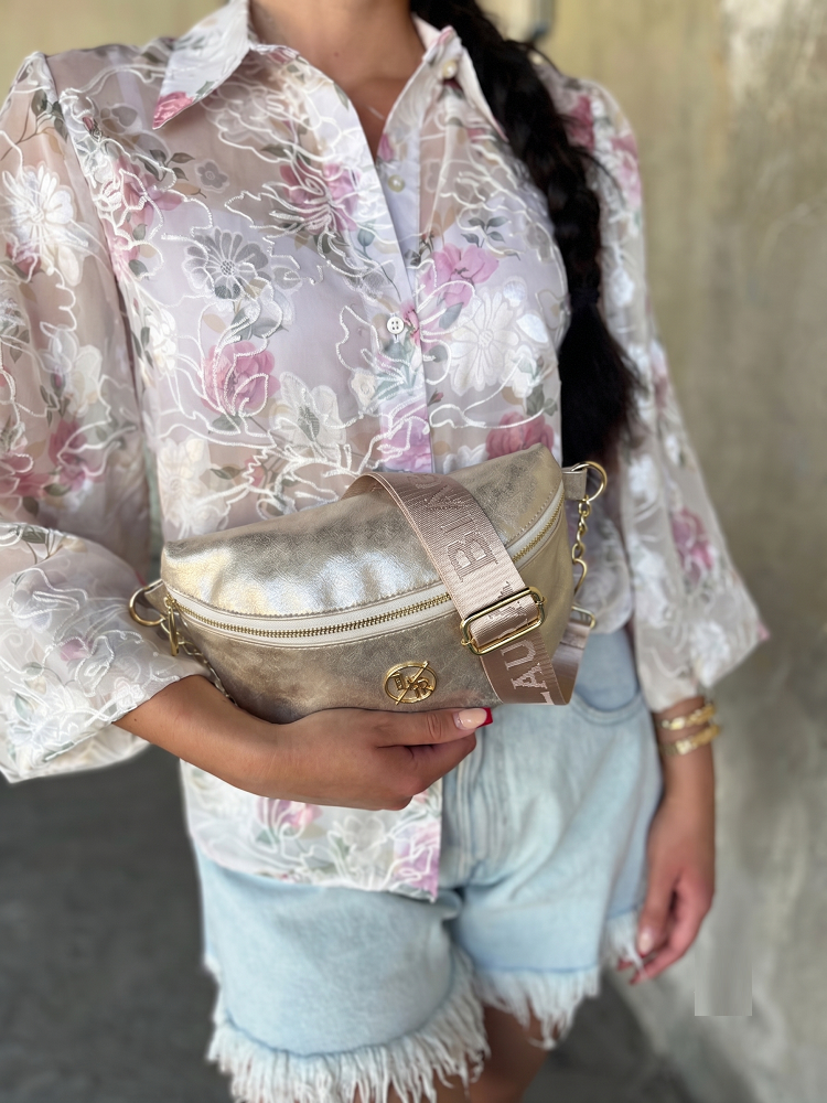 Zlatá dámska ľadvinka Laura Biaggi - elegantná crossbody