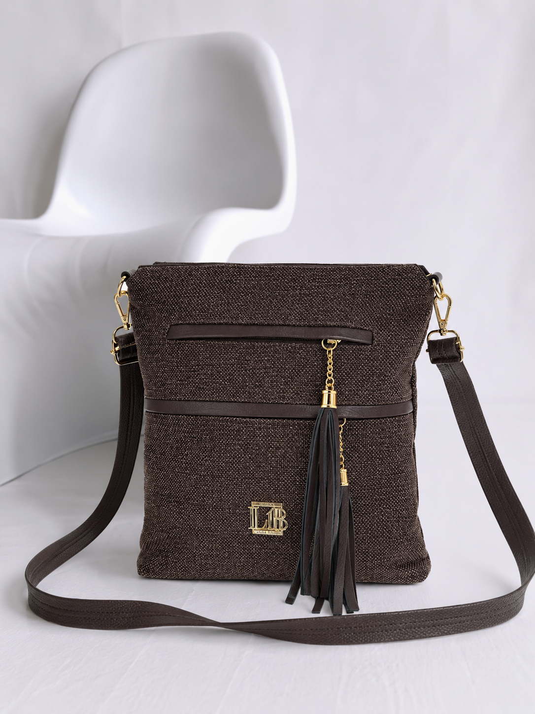 Veľká crossbody kabelka Laura Biaggi hnedá