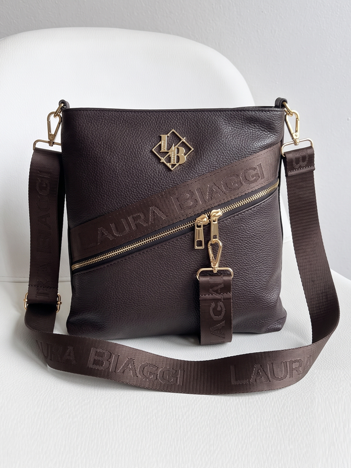 Čokoládová crossbody Laura Biaggi - veľká a štýlová