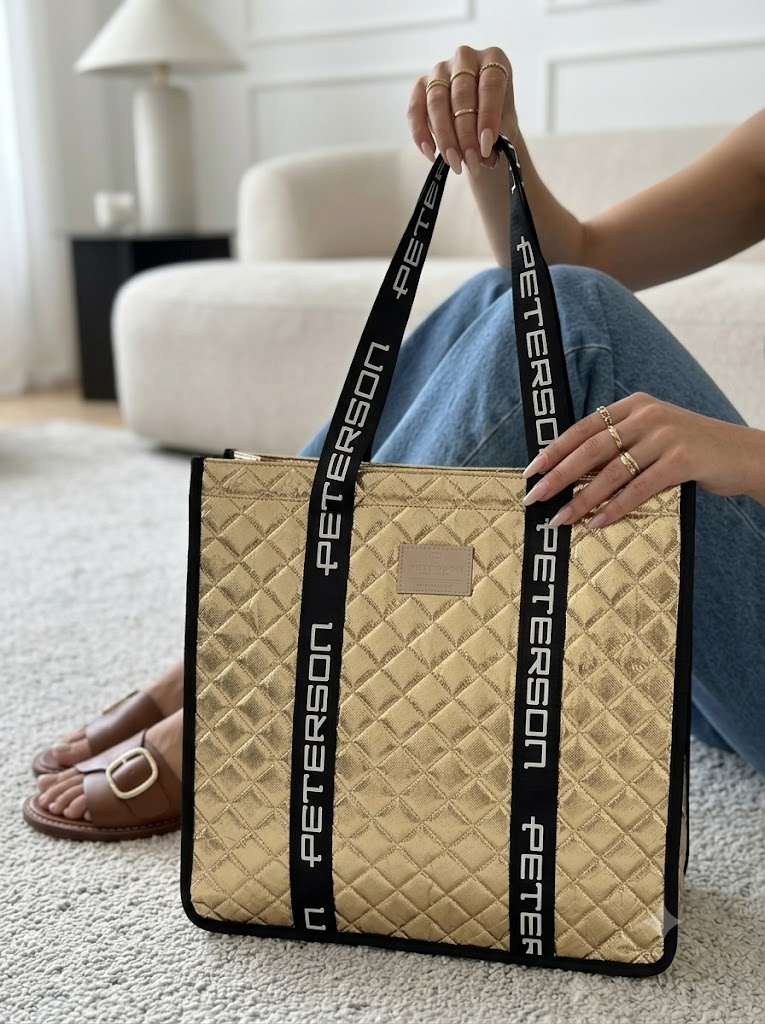 Veľká shopper kabelka Peterson na každý deň – zlatá