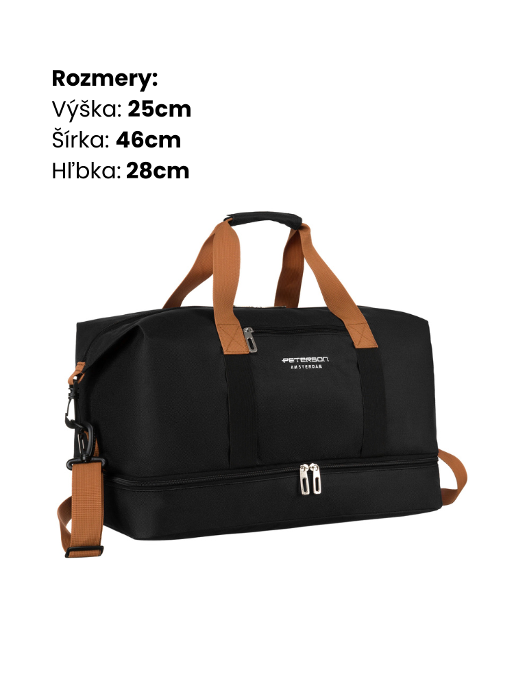 Cestovná taška Peterson čierna s úchytom na kufor