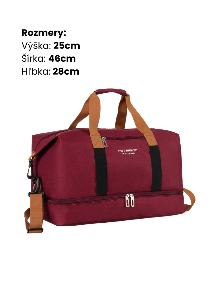 Cestovná taška Peterson bordová s úchytom na kufor