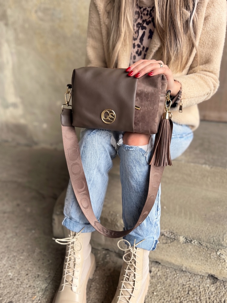 Hnedosivá crossbody kabelka GROSSO - praktická na každý deň
