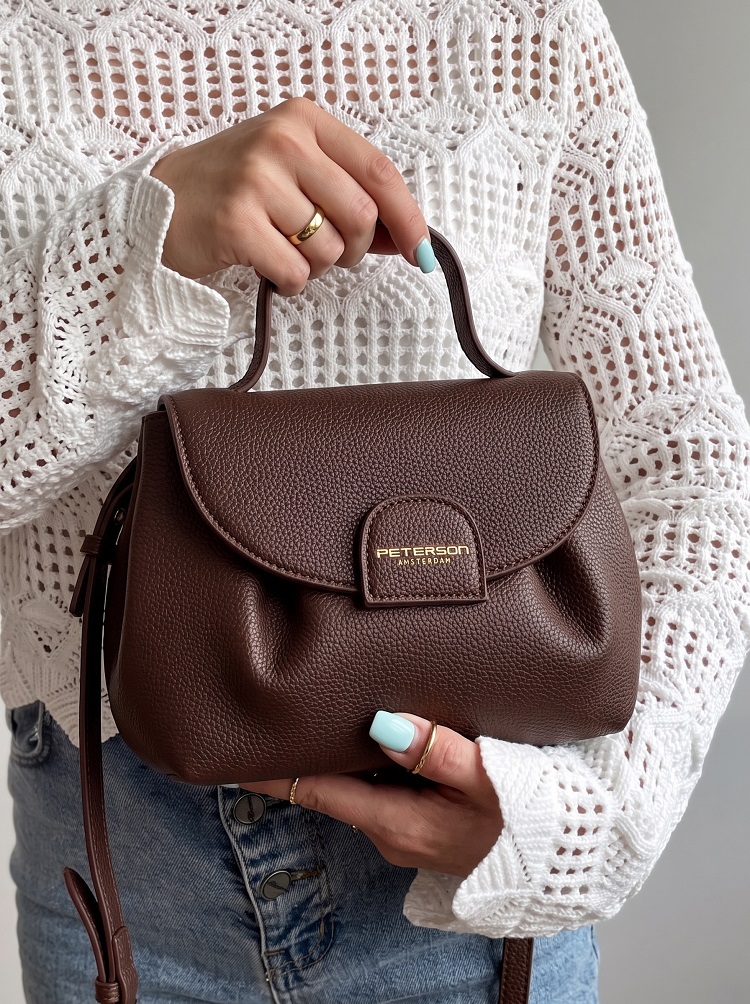 Čokoládová mini kabelka kabelka do ruky Peterson – praktická crossbody
