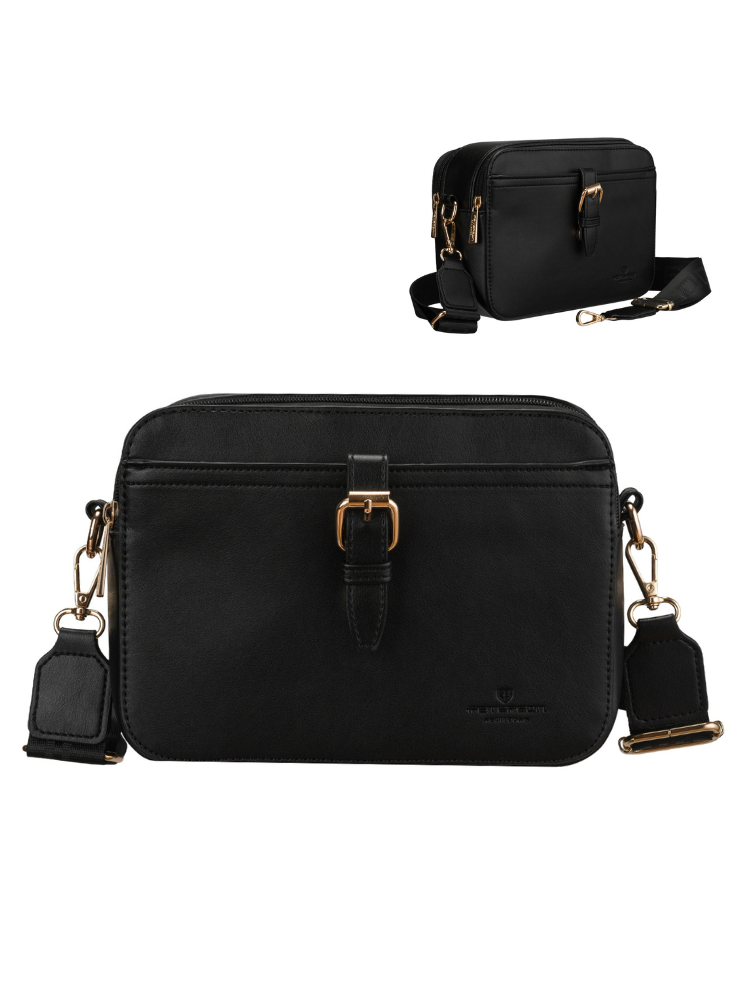 Čierna crossbody kabelka – elegantná s deleným vnútrom