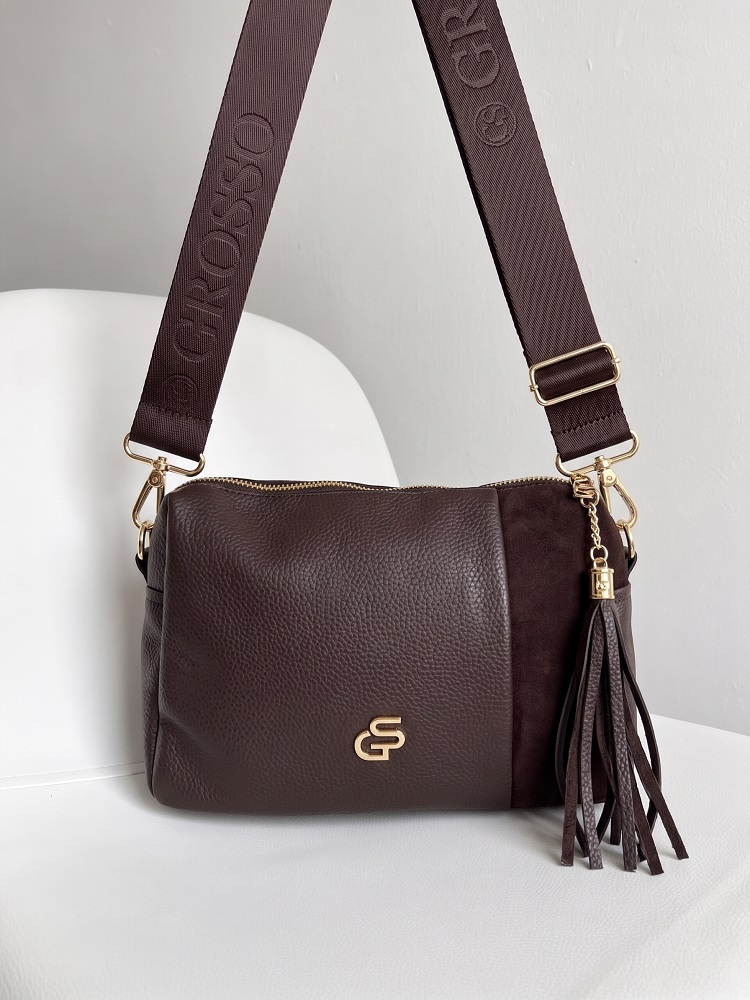 Čokoládová hnedá crossbody kabelka GROSSO - praktická na každý deň