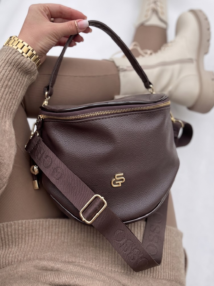 Čokoládová hnedá crossbody Grosso s vymeniteľnými popruhmi