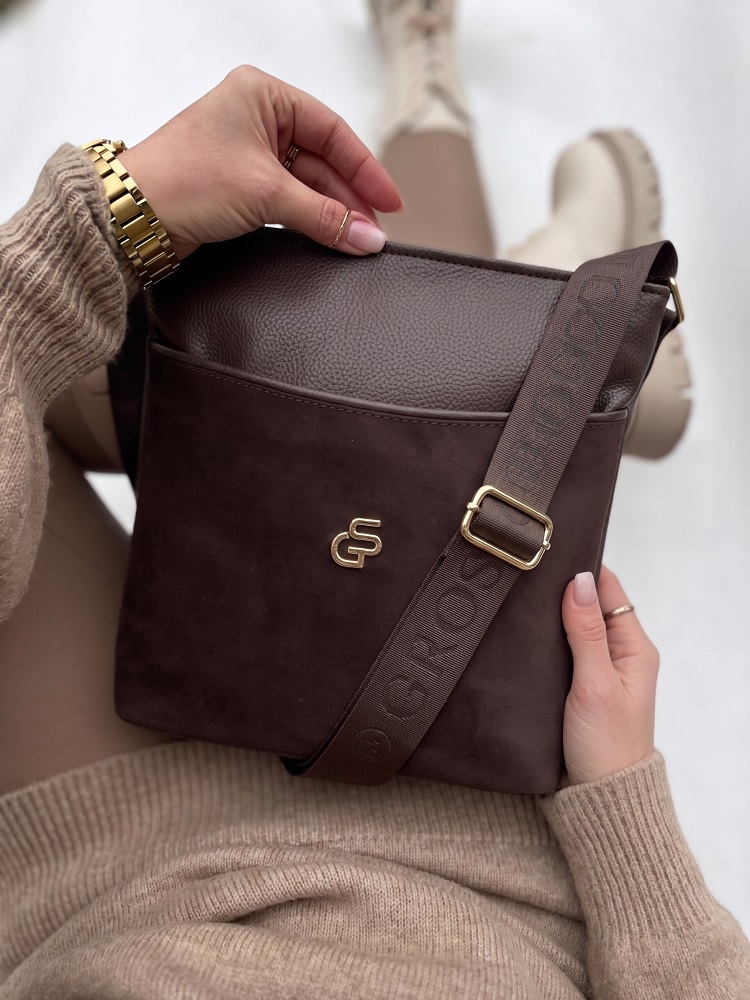 Čokoládová crossbody kabelka GROSSO - veľká a praktická