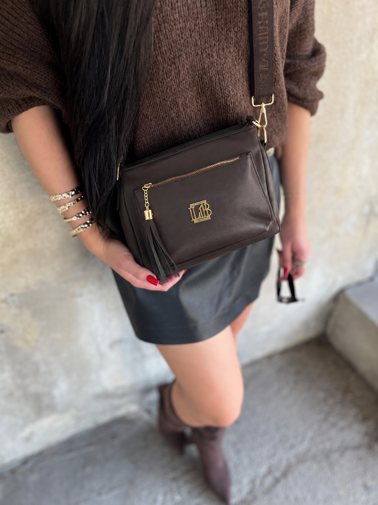 Čokoládová crossbody kabelka Laura Biaggi – praktická na každý deň