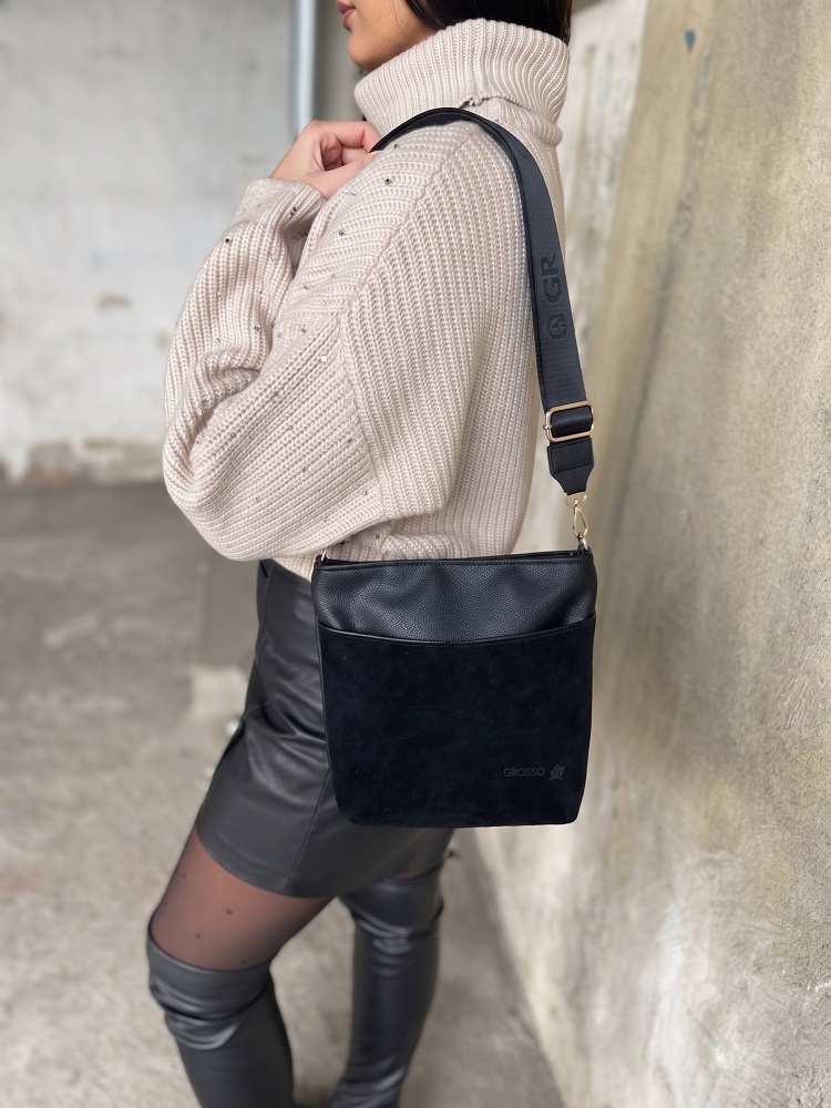 Čierna crossbody kabelka GROSSO - veľká a praktická