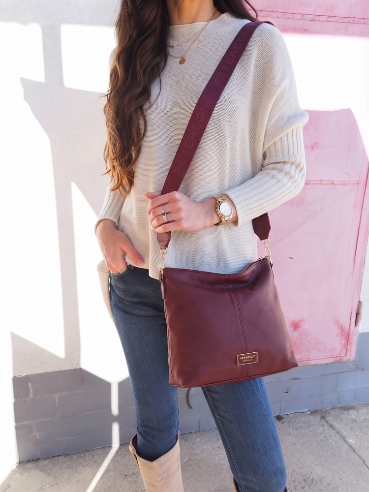 Veľká bordová crossbody Peterson s deleným vnútrom - elegantná a praktická