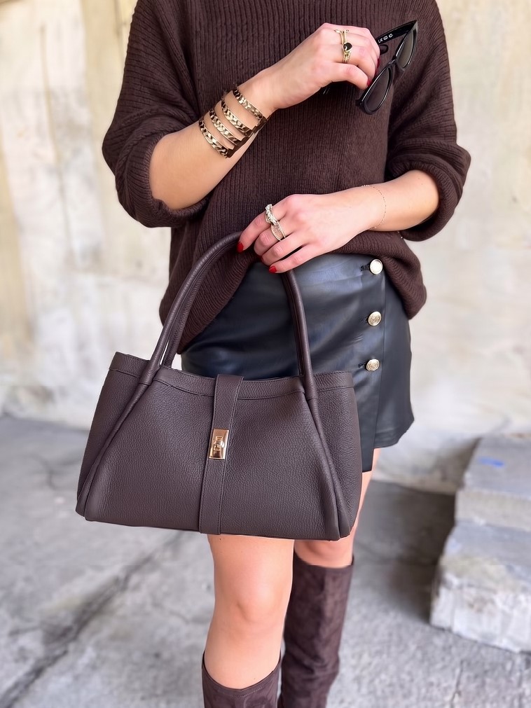 Dámska kabelka na rameno 2v1 s crossbody – hnedá