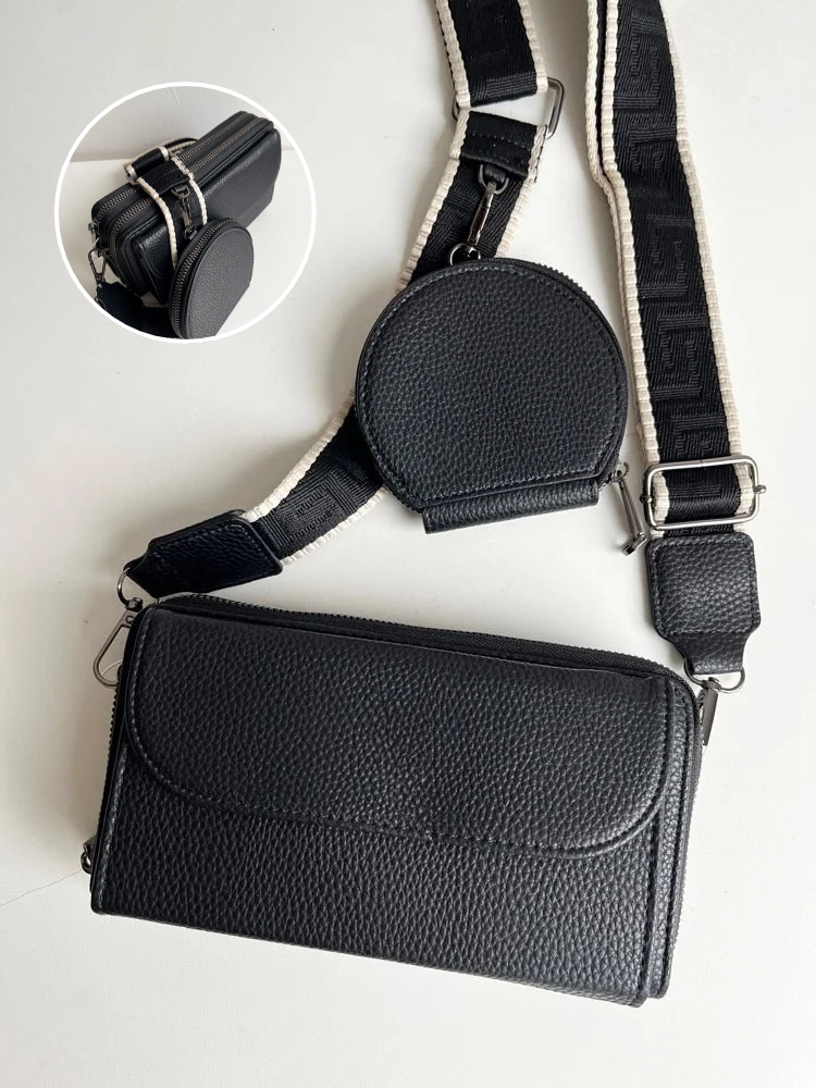 Čierna crossbody a peňaženka v jednom