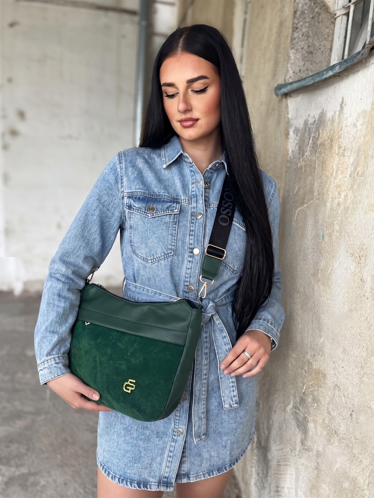 Dámska crossbody kabelka GROSSO zelená - veľká a priestranná