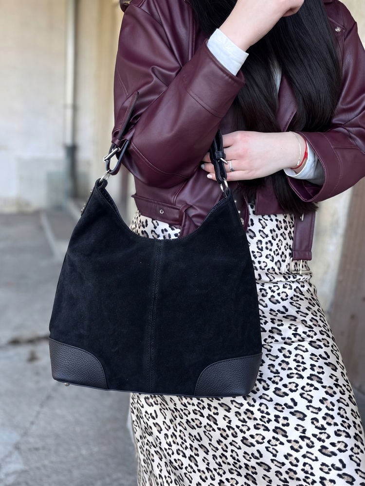 Čierna kožená kabelka na rameno Laura Biaggi DX-TS-66-11-black