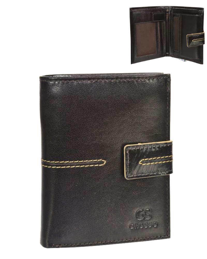 Pánska tmavohnedá kožená peňaženka GROSSO TMS-51R-250A-CHOCO BROWN
