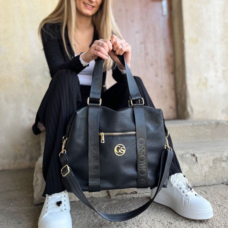 Športovo-elegantná kabelka na rameno GROSSO GS-85-black