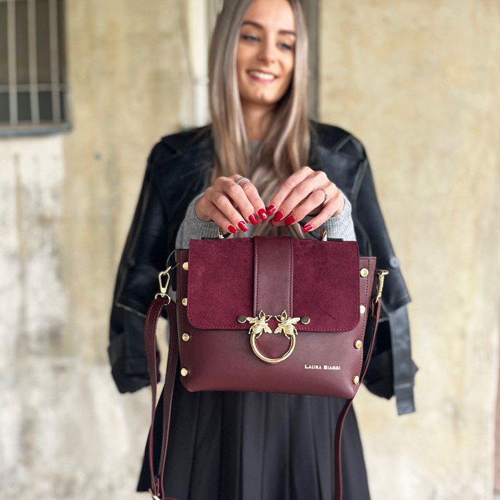 Bordová crossbody kabelka Laura Biaggi DX-JS104-bordo
