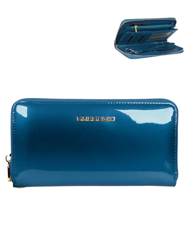 Dámska lakovaná kožená peňaženka GREGORIO SH119-blue
