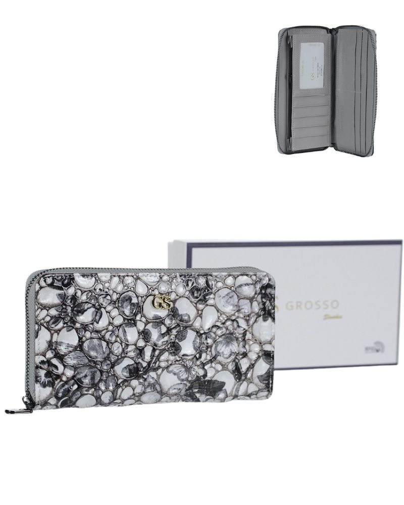 Dámska kožená peňaženka GROSSO GS-PN25-FL-black/white