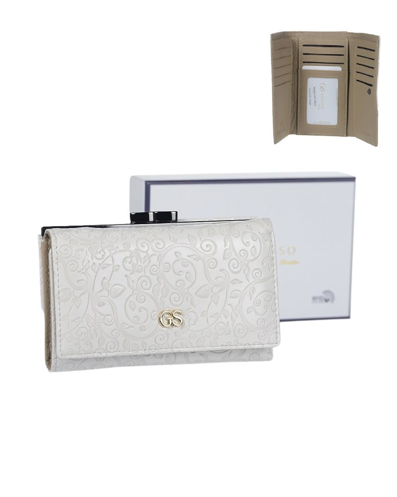 Menšia dámska kožená peňaženka GROSSO GS-PX23-ESY-beige