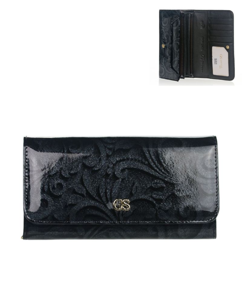 Dámska lakovaná kožená peňaženka GROSSO GS-76110-JXW-black