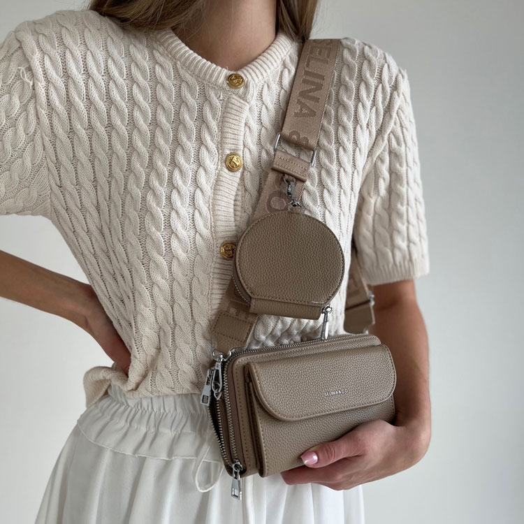 Hnedá crossbody/peňaženka F-Y-90-4-mud