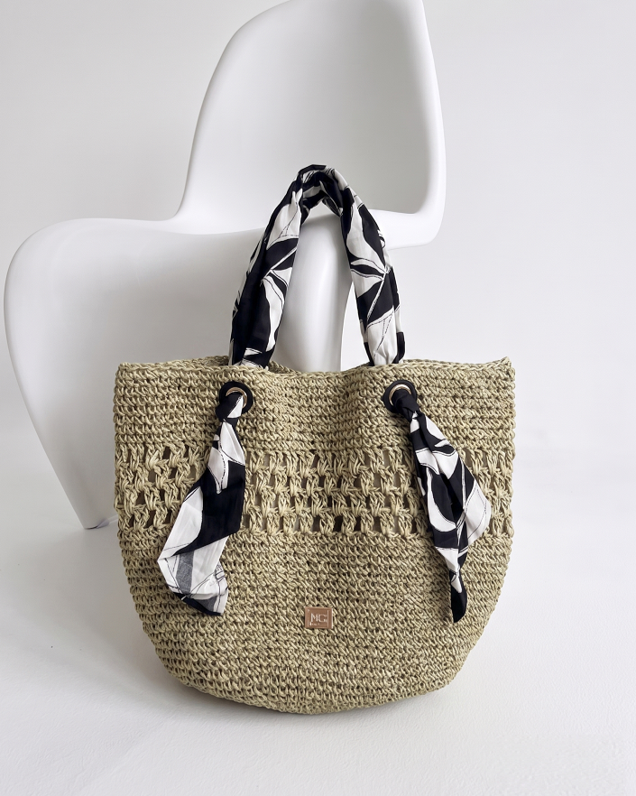 Letná slamená kabelka NÓBO – veľká shopper taška khaki