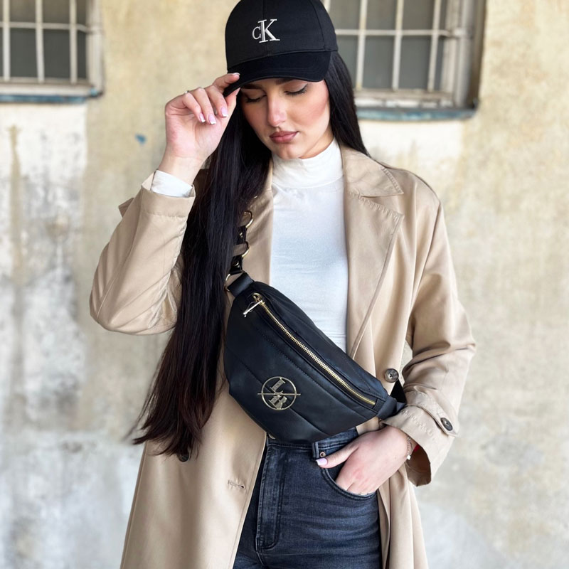 Čierna prešívaná crossbody kapsička Laura Biaggi DX-KB82-blackPRES