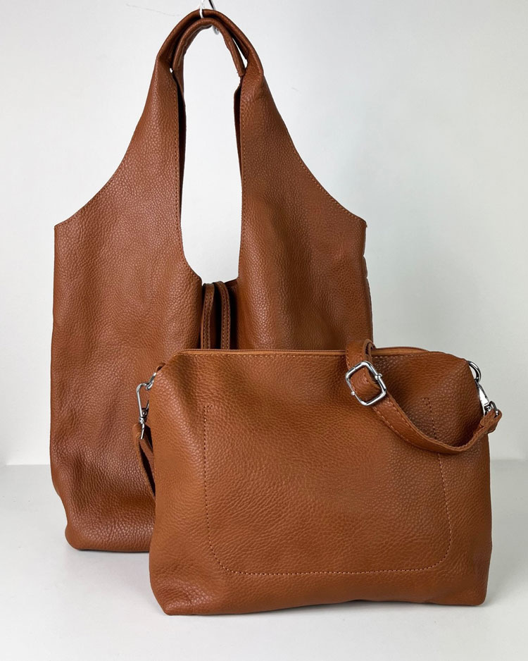 Hnedá kabelka na rameno 2v1 PB-512-25-cognac