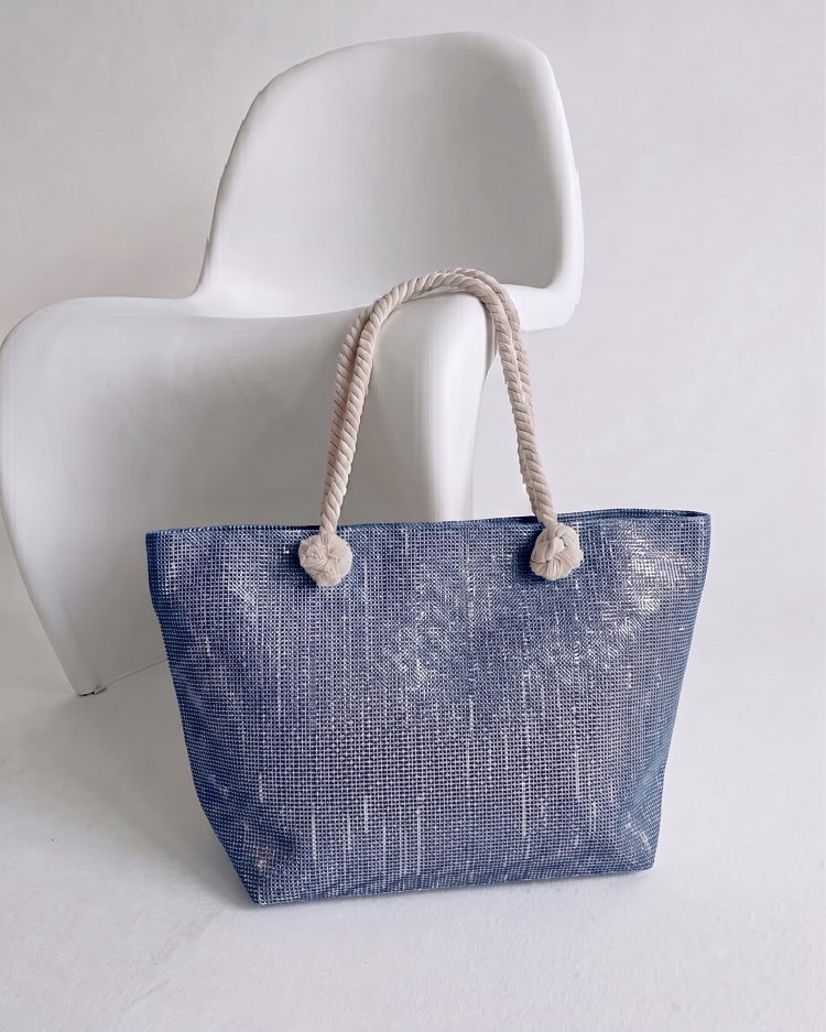 Plážová taška s jemným leskom modrá