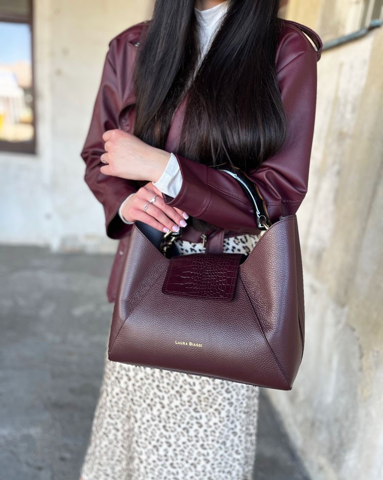 Bordová kožená kabelka 2v1 Laura Biaggi DX-TS54-148-bordo