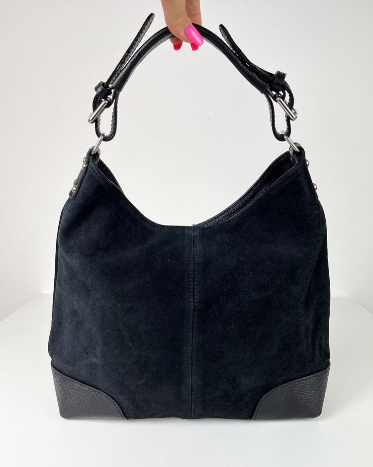 Čierna kožená kabelka na rameno Laura Biaggi DX-TS-66-11-black