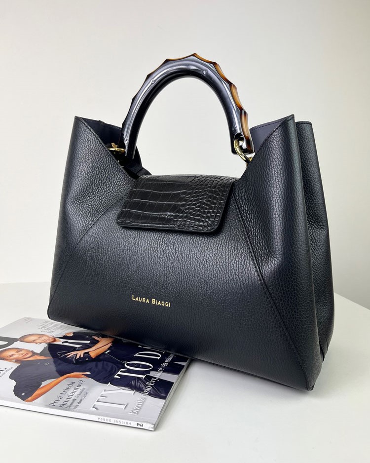 Čierna kožená kabelka 2v1 Laura Biaggi DX-TS54-148-black