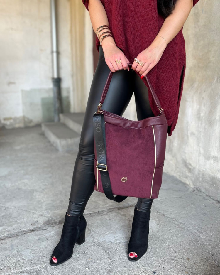 Bordová kabelka na rameno GROSSO GS-3779-bordo