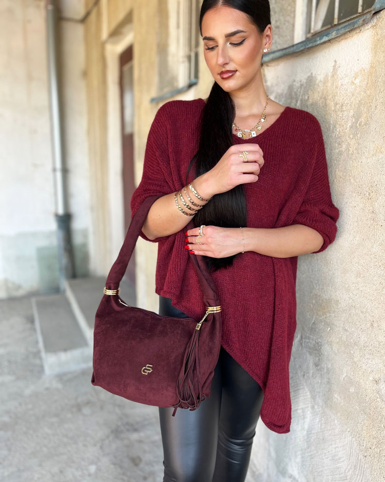 Bordová kabelka na rameno GROSSO GS-4002-bordo