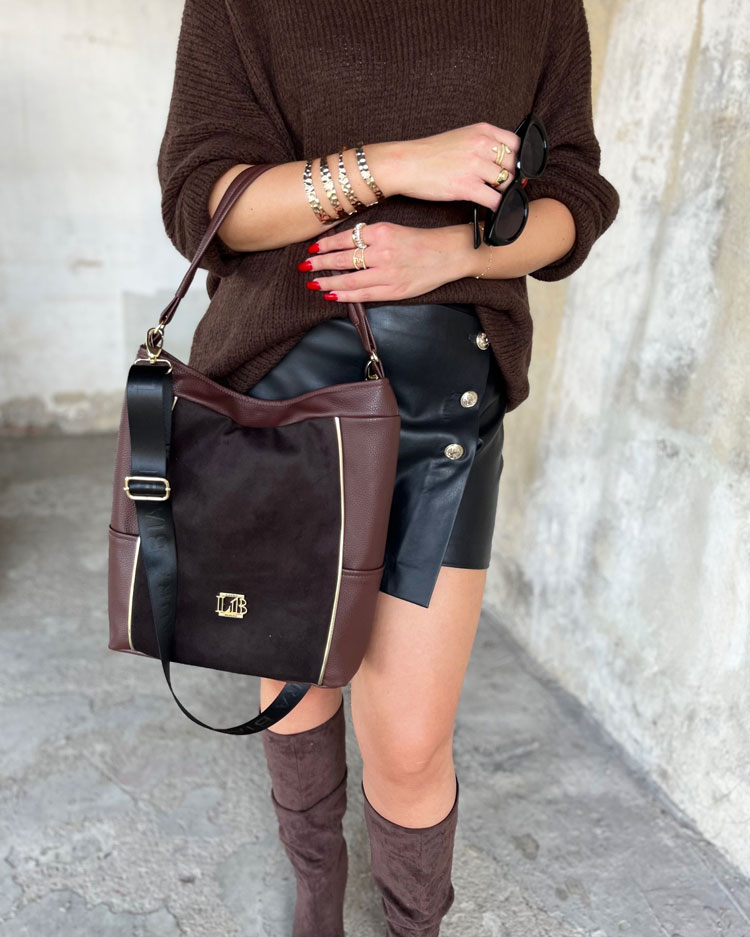 Tmavohnedá kabelka na rameno Laura Biaggi DX-KB217-chocolate