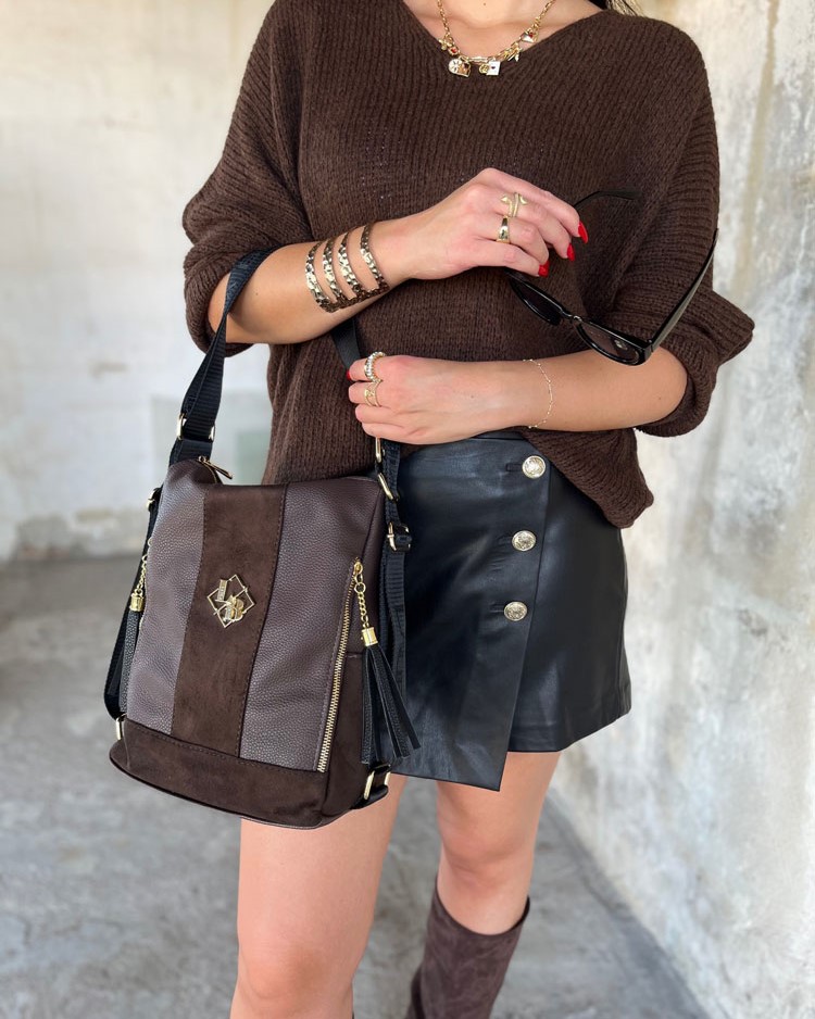 Tmavohnedá kabelka / vačok Laura Biaggi DX-322184-chocolateZAM